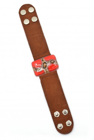 Rectangle Glass & Suede Cuff Rectangle Glass & Suede Cuff